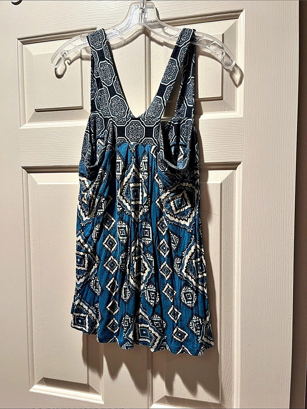 INC International Concepts Geometric top in Blue & Black Size Large